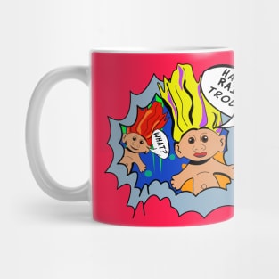 Hair-Raising Trolls Pop Art – Retro Nostalgia with Iconic Speech Bubbles Mug